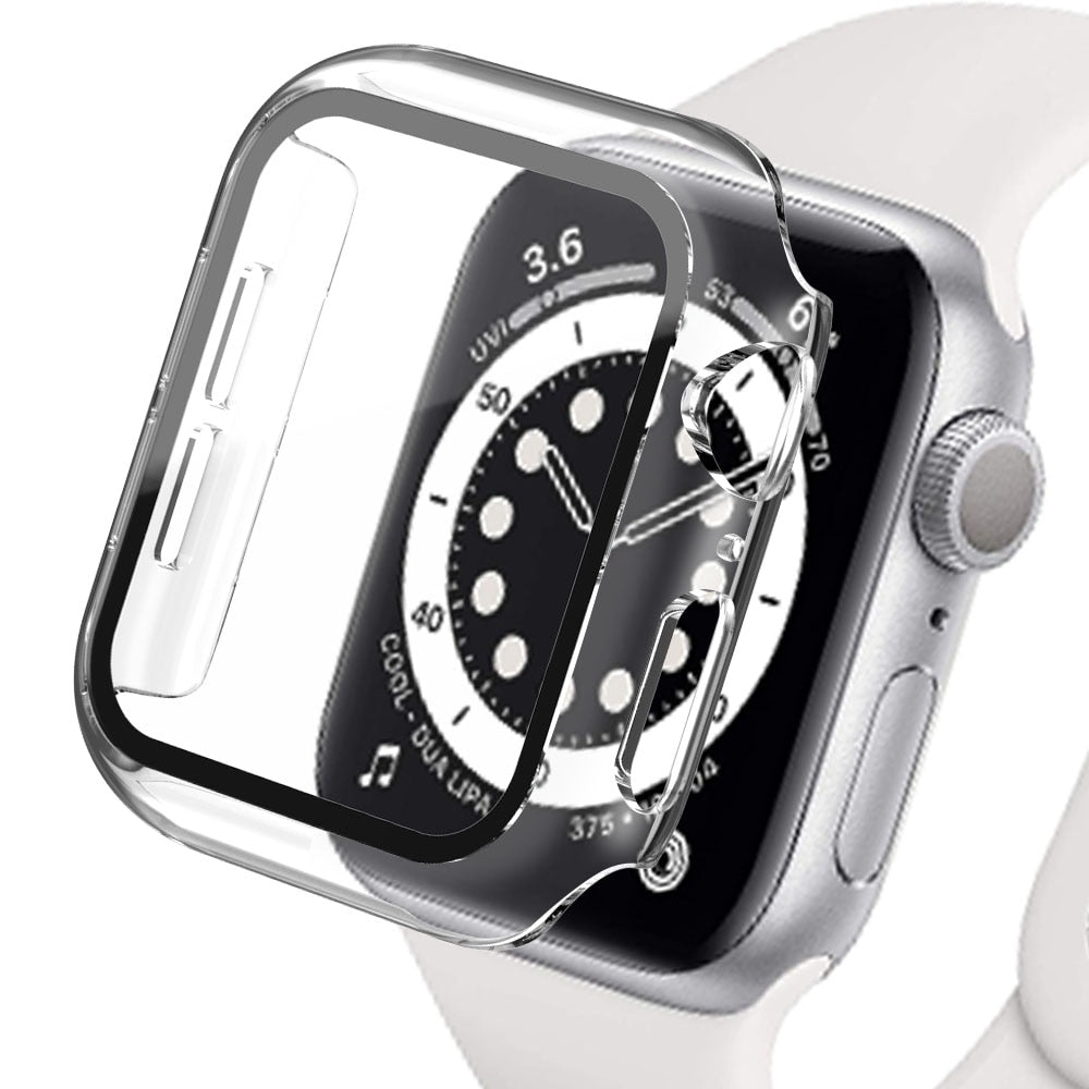 Gehärtete Glasschutz PC-Stoßfänger Apple Watch Serie 9/8/7/6/5/4/SE Schutzfolie Gehäuse 38mm, 40mm, 41mm, 42mm,